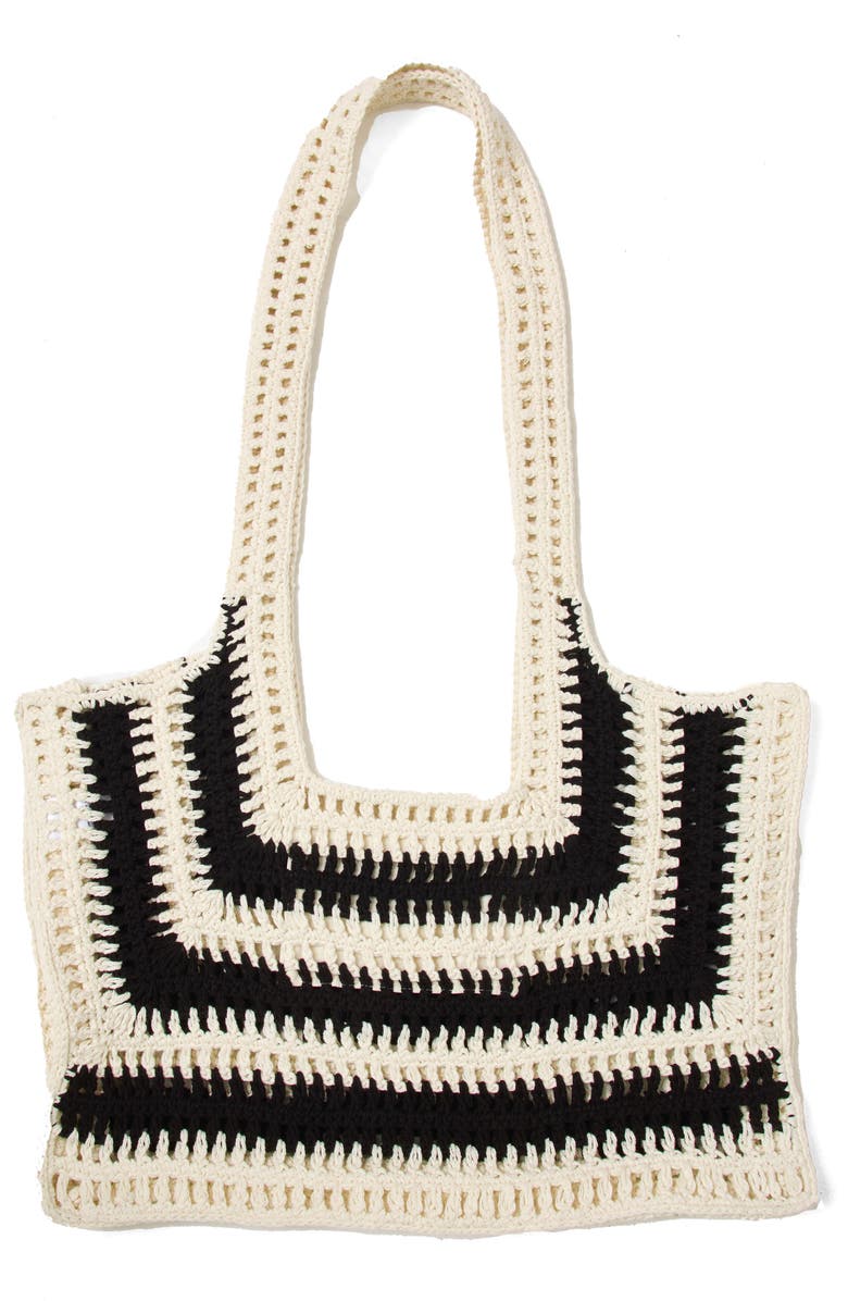 LSPACE Caylin Crochet Tote, Main, color, Black / White