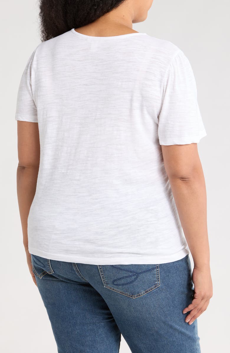 Caslon<sup>®</sup> Embroidered Cutwork V-Neck T-Shirt, Alternate, color, White