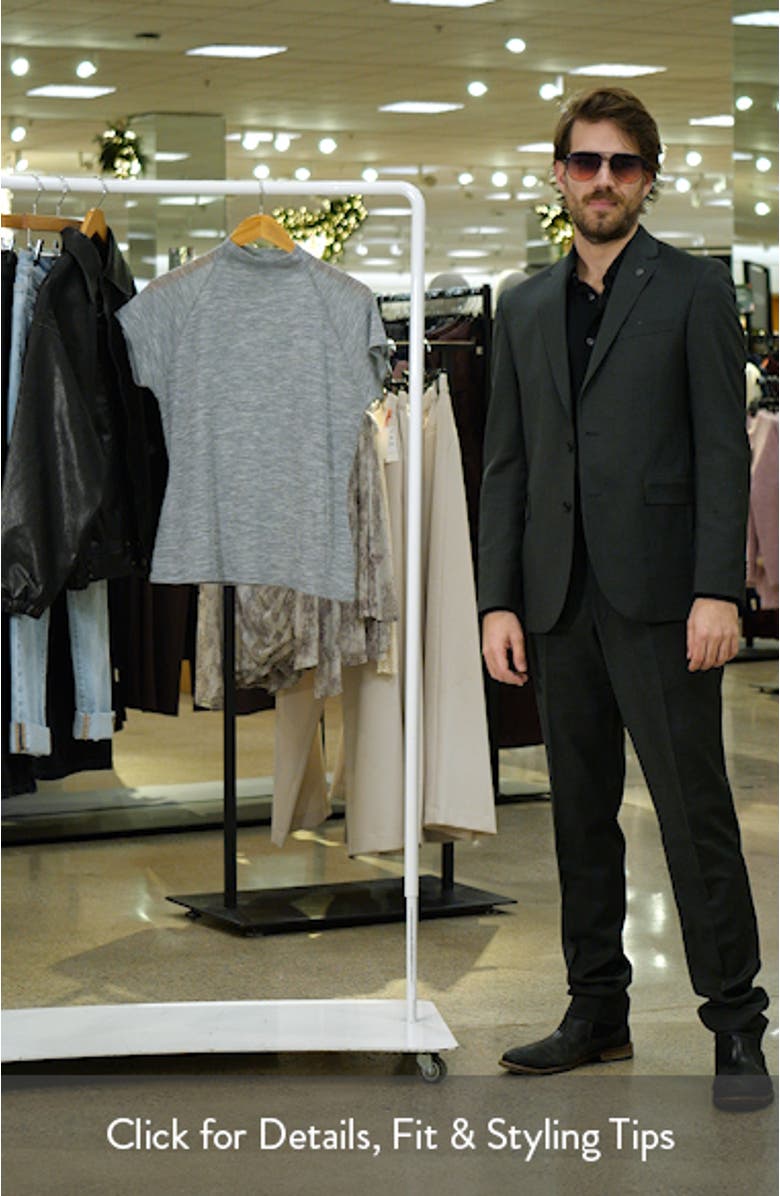 Wool Raglan Cap-Sleeve Mock-Neck Top, sales video thumbnail