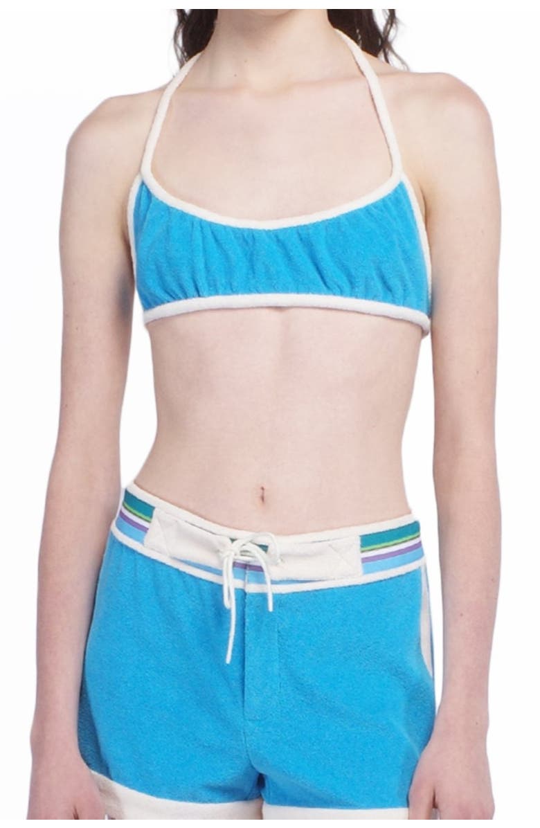 Anna Sui Cabana Terry Bikini Top, Main, color, Ocean Blue