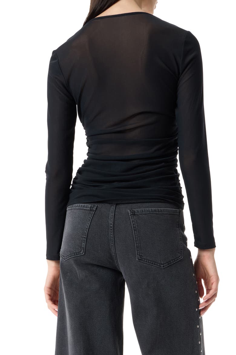 Julissa Ruched Side Top, Alternate, color, BLACK - MESH