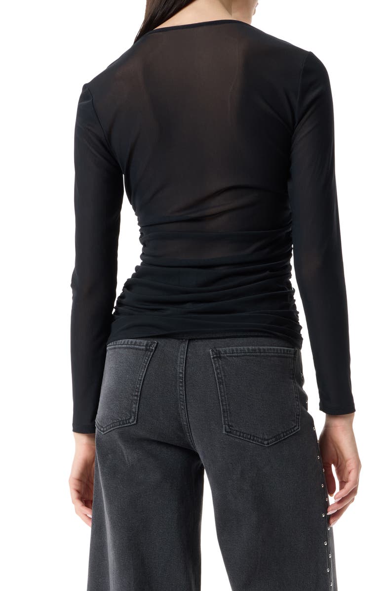 Robert Rodriguez Julissa Ruched Side Top, Alternate, color, Black - Mesh