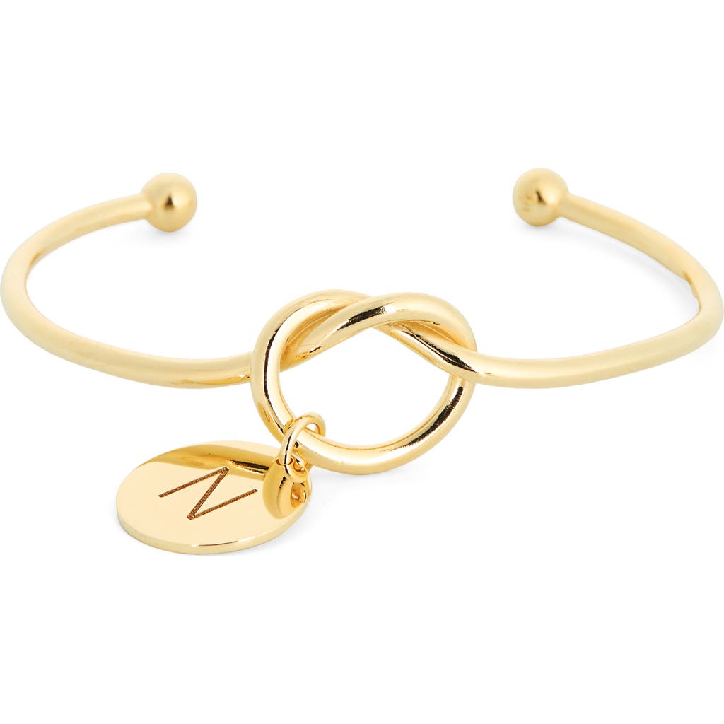 Meshmerise Love Knot Initial Bracelet In Gold