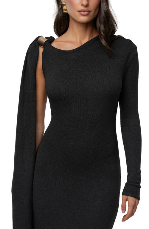 Jluxlabel Aniza Drape Long Sleeve Maxi Dress In Black