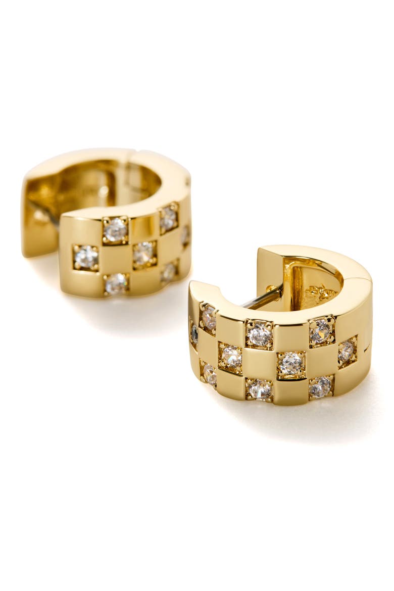 Eden Cubic Zirconia Huggie Hoop Earrings, Alternate, color, GOLD / CLEAR