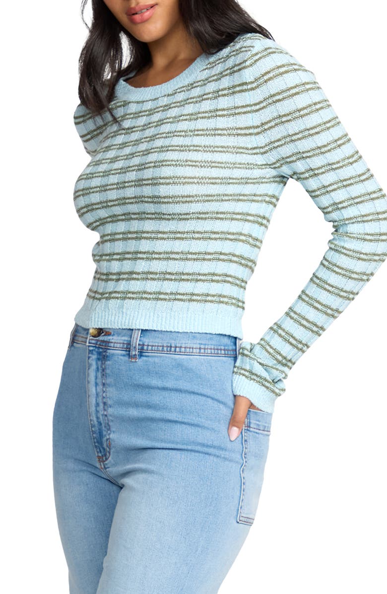 Billabong Clare Rib Crop Sweater, Alternate, color, Misty Blue