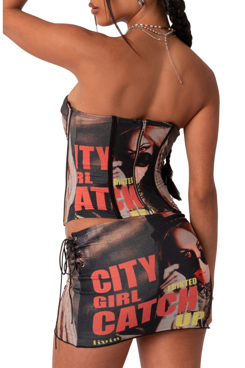 City Girl Photo Print Corset, Alternate, color, MIX