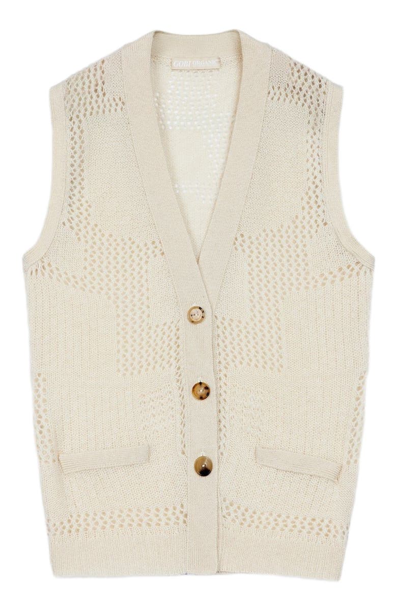 GOBI Mongolian Cashmere Mixed Pattern Cashmere Vest, Alternate, color, Off White