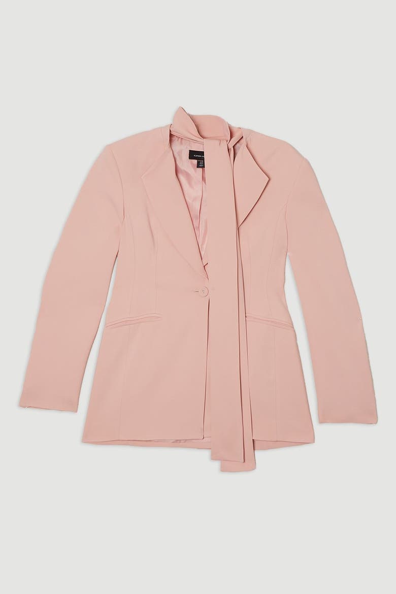 Tie Neck Blazer, Alternate, color, Pink
