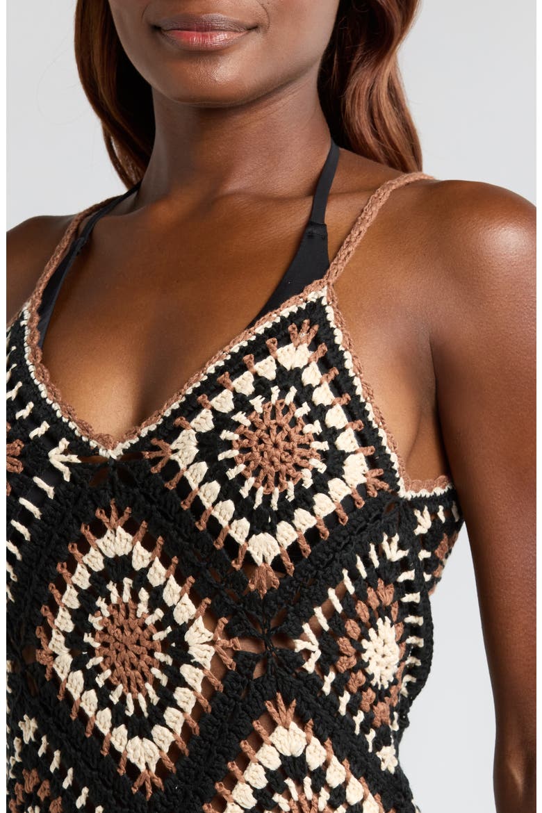 Crochet Maxi Cover-Up Dress, Alternate, color, BLACK MULTI