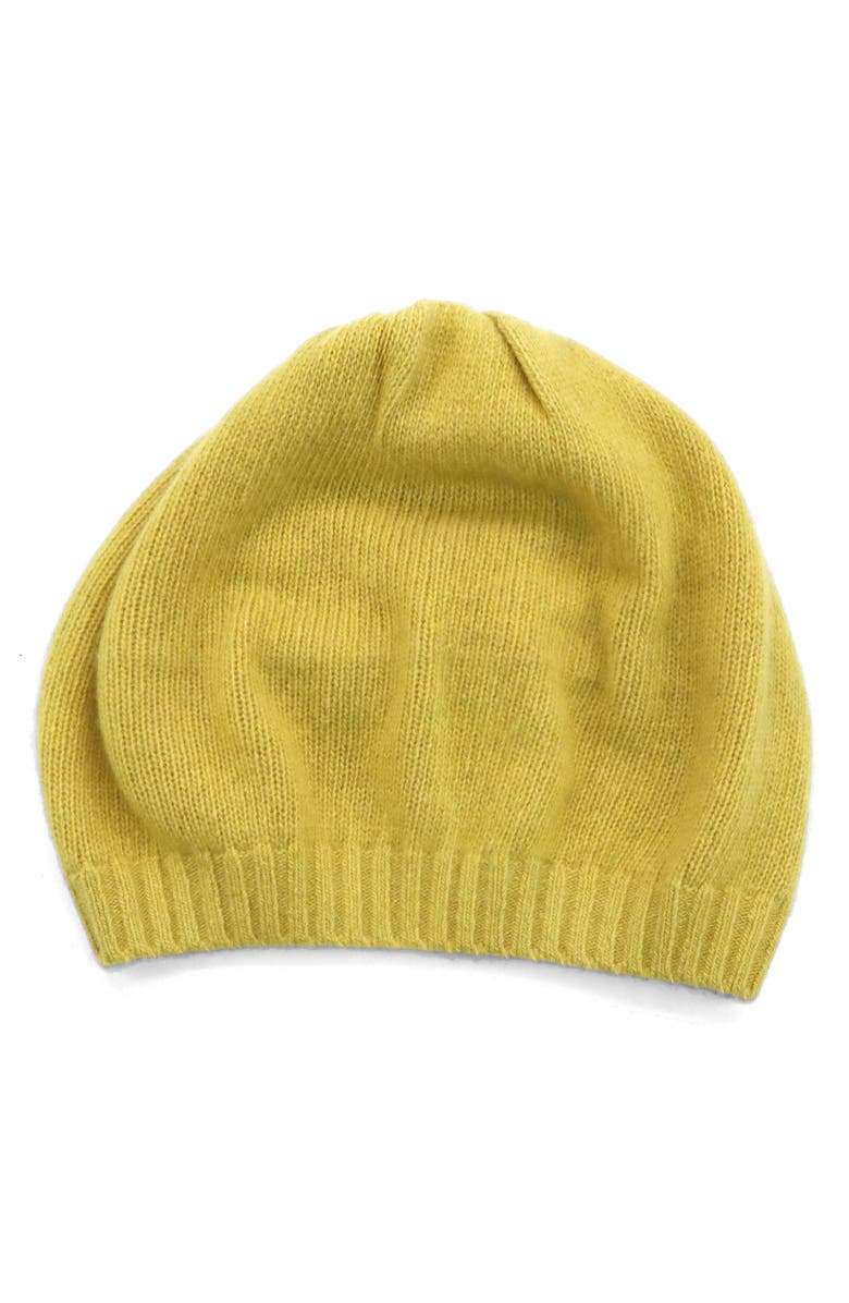 Portolano Solid Cashmere Beret, Main, color, Sulfur