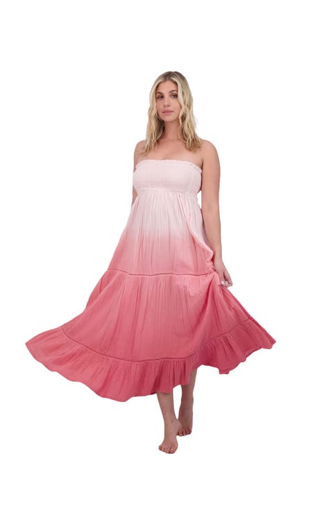Fati Women's Strapless Maxi Dress Rose Ombre