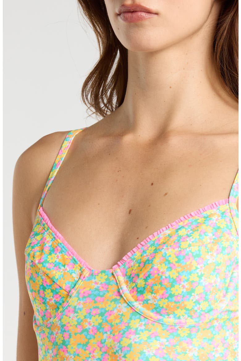 Ruffle Underwire One-Piece Swimsuit, Alternate, color, HULA HONEY