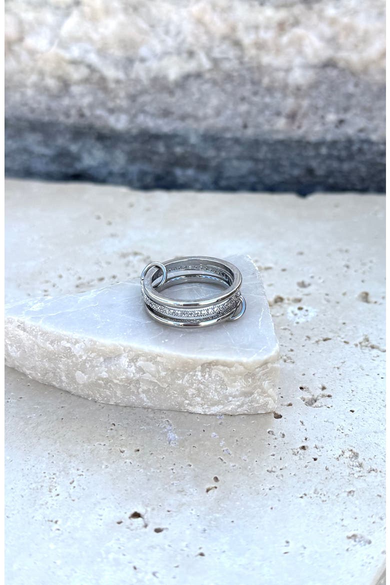 Interlocking Stacked Cubic Zirconia Rings, Alternate, color, SILVER