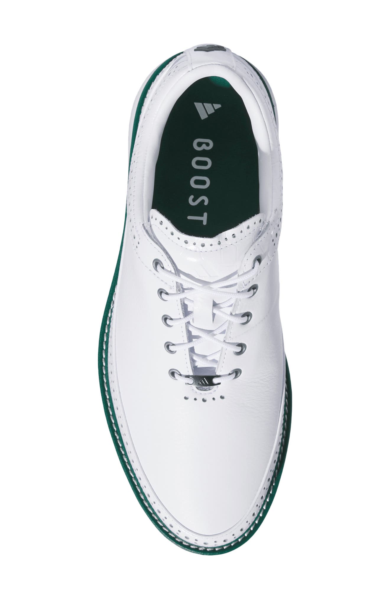 adidas Golf Gender Inclusive MC80 Spikeless Golf Shoe, Alternate, color, White/Silver/Collegiate Green