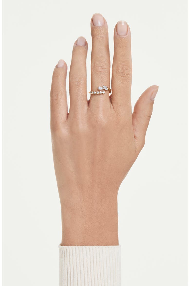 Mesmera Swarovski Zirconia Open Ring, Alternate, color, WHITE/GOLD