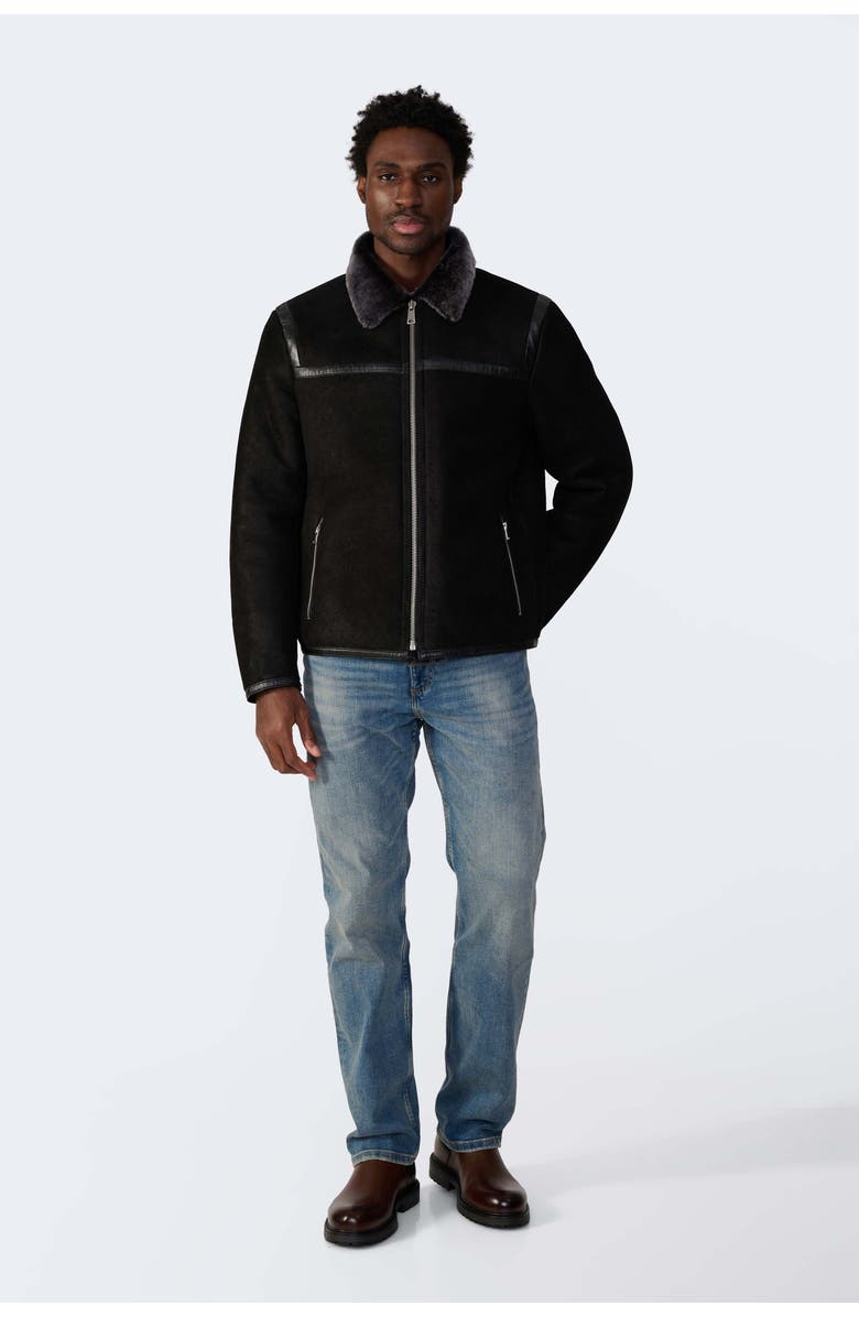 Furniq UK Hugh Shearling Jacket, Main, color, Black