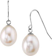 The Pearl Source 14K Gold Drop - Shape Freshwater Pearl Iris Earrings