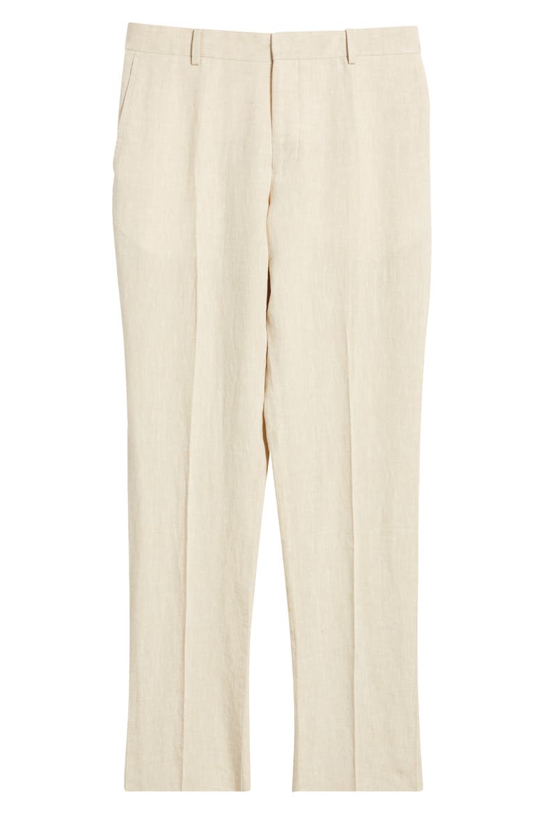 Trim Fit Linen Trousers, Alternate, color, TAN DESERT