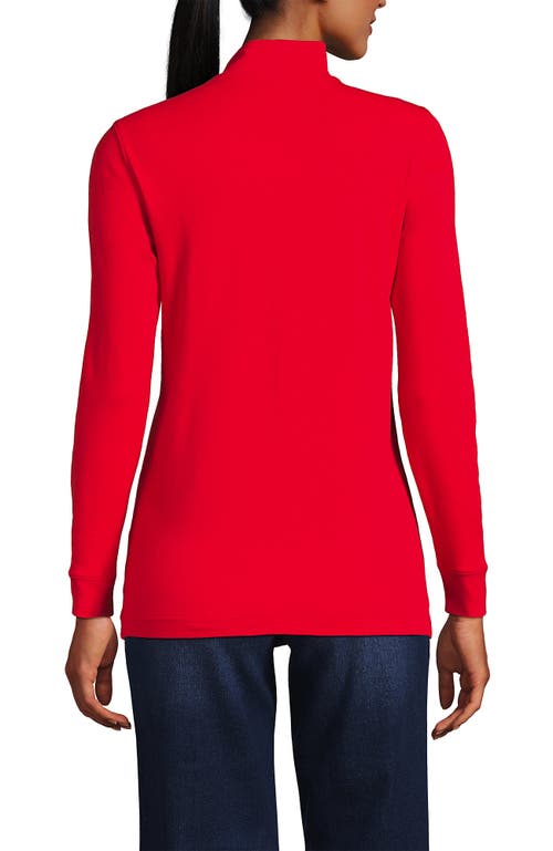 Lands' End Relaxed Cotton Long Sleeve Mock Turtleneck In Burgundy