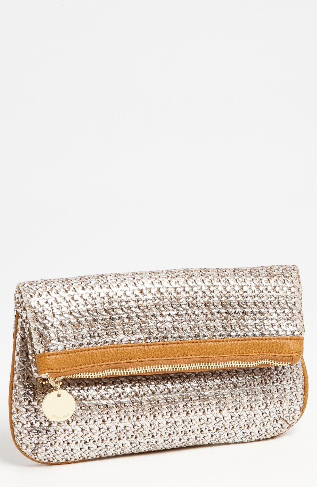 'Biscayne' Foldover Clutch, Main, color, SILVER