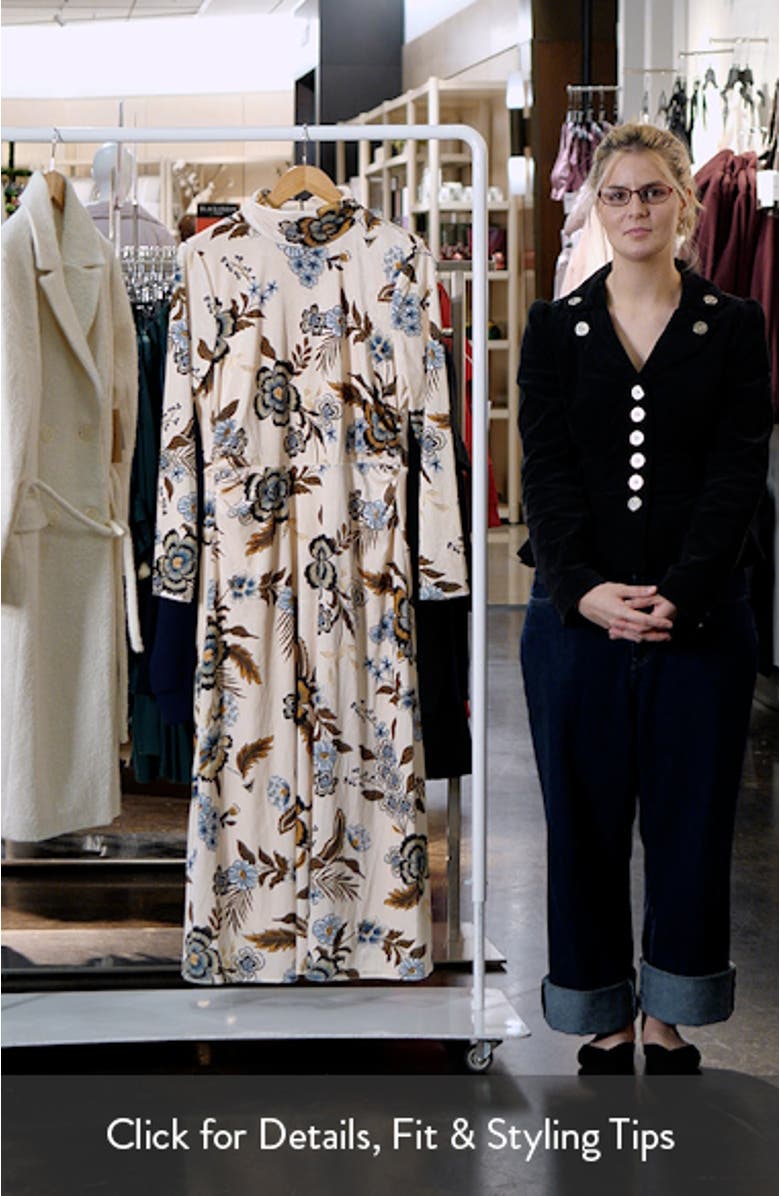 Floral Long Sleeve Velvet Dress, sales video thumbnail