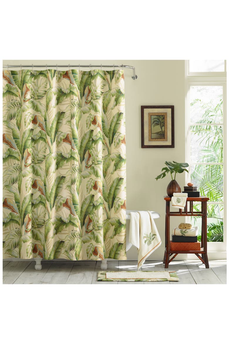 Palmiers Shower Curtain, Main, color, OPEN MEDIUM GREEN