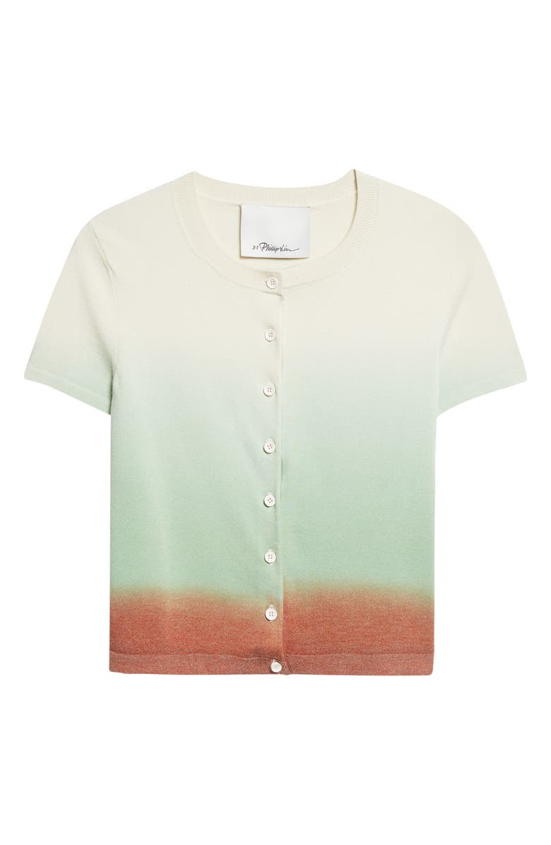 3.1 Phillip Lim Short Sleeve Crop Wool Blend Cardigan, Alternate, color, Flame-Cactus Multi