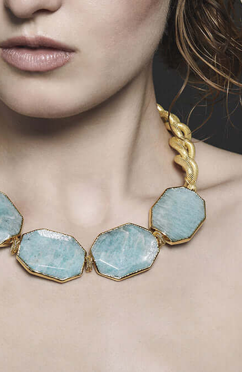 Samantha Siu - New York Eye Shine Necklace, Alternate, color, Gold / Green