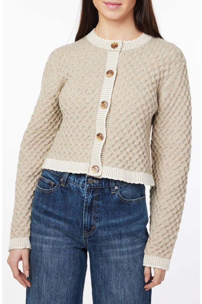 Crewneck Crop Cardigan, Main, color, OATMEAL HEATHER COMBO