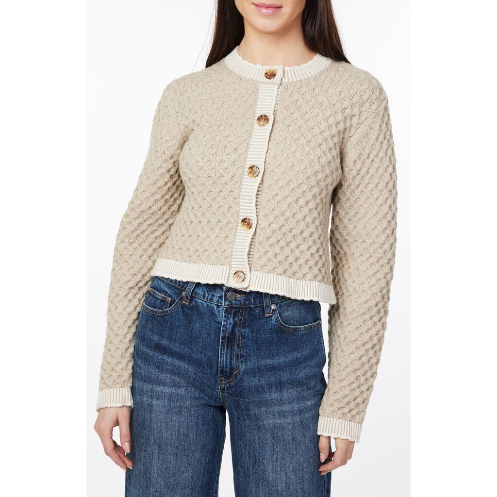 Habitual Crewneck Crop Cardigan In Neutral