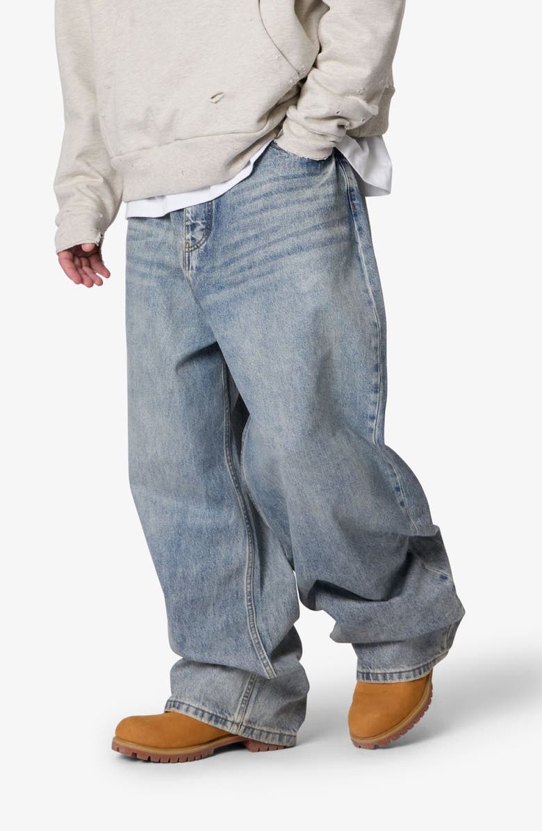 mnml Mega Baggy Waxed Denim Jeans, Alternate, color, 