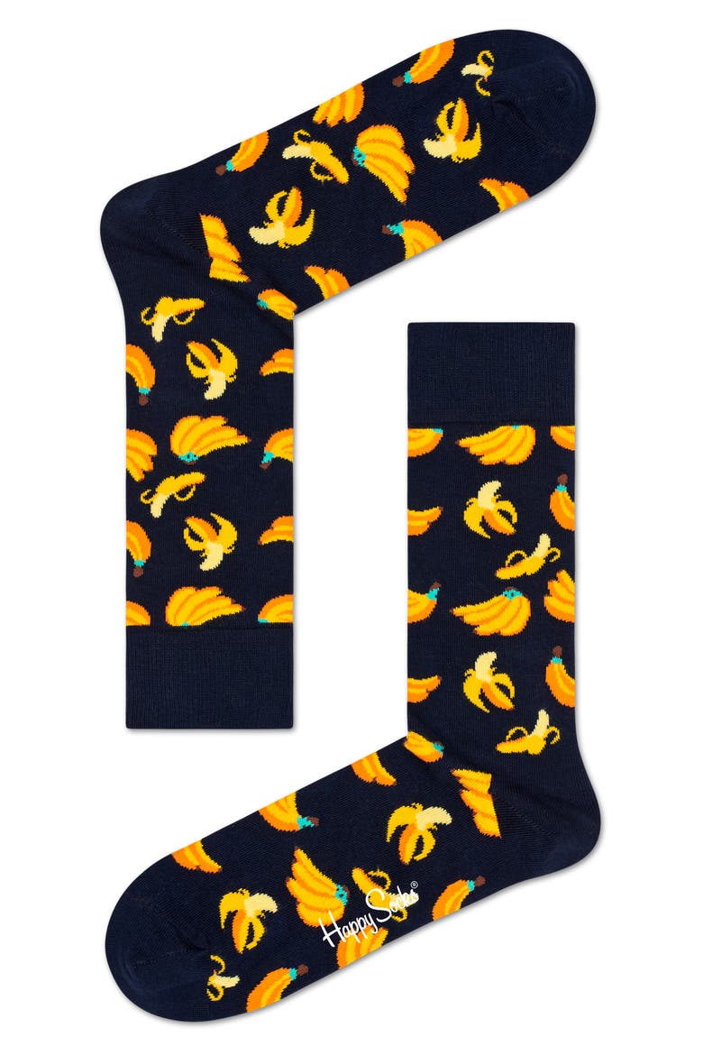 Banana Crew Socks, Main, color, NAVY
