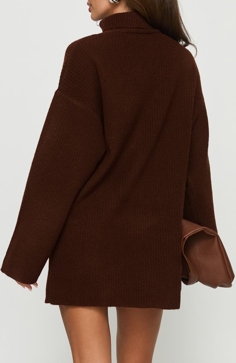 Princess Polly Sonelle Long Sleeve Knit Minidress, Alternate, color, Chocolate