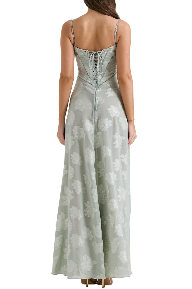 Seren Blush Sheer Lace-Up Back Gown, Alternate, color, AQUA