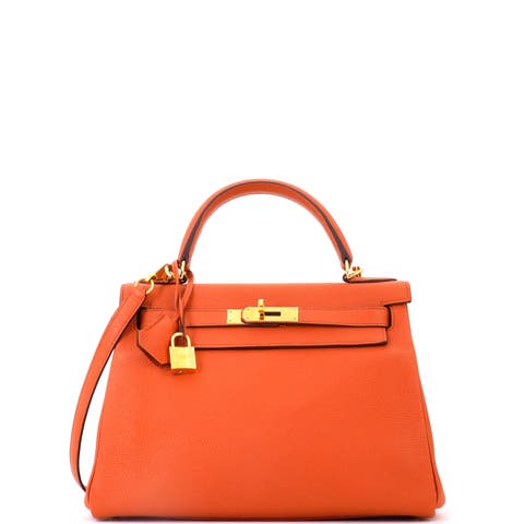 Kelly Handbag Orange Togo with Gold Hardware 28