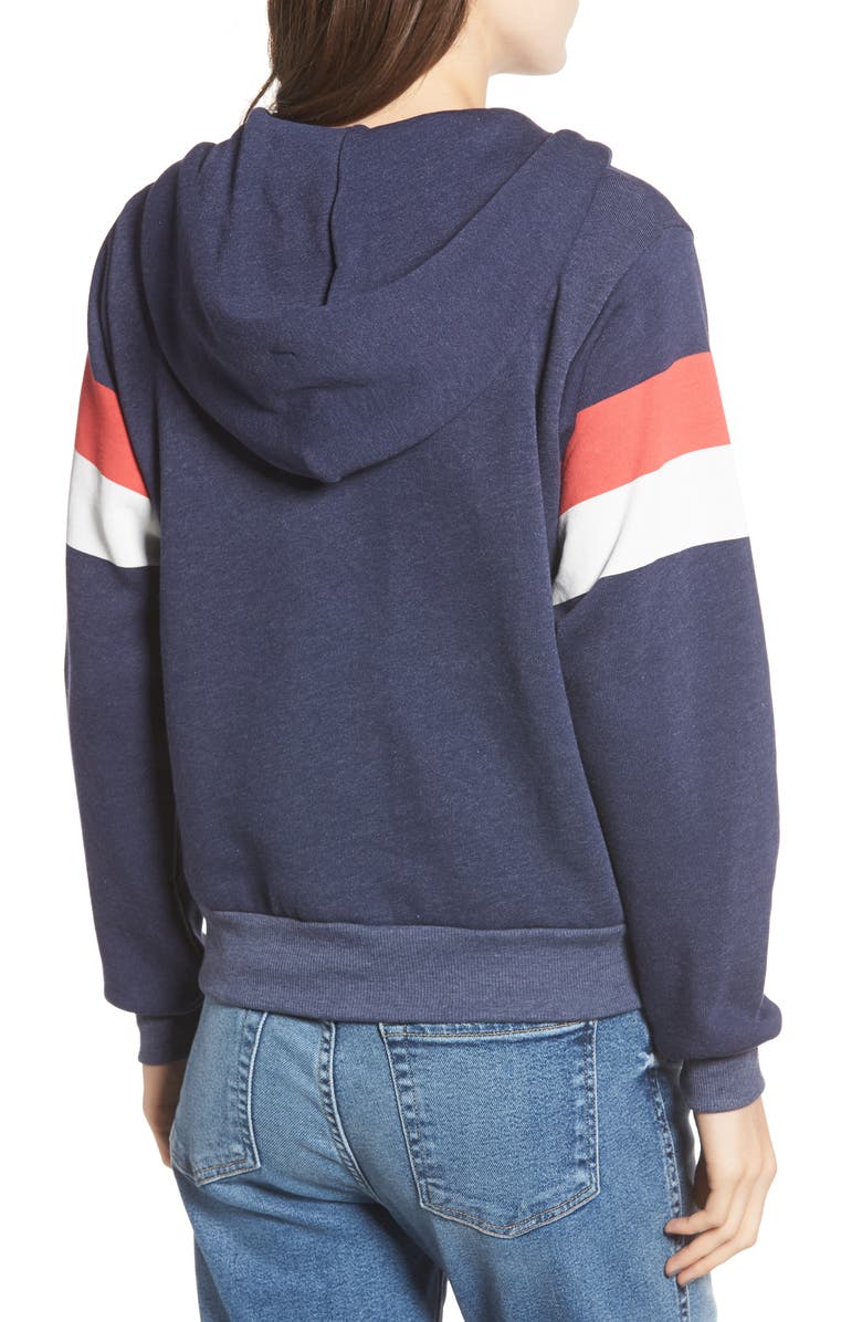 Wildfox Regan Varsity Stripe Zip Hoodie, Alternate, color, 