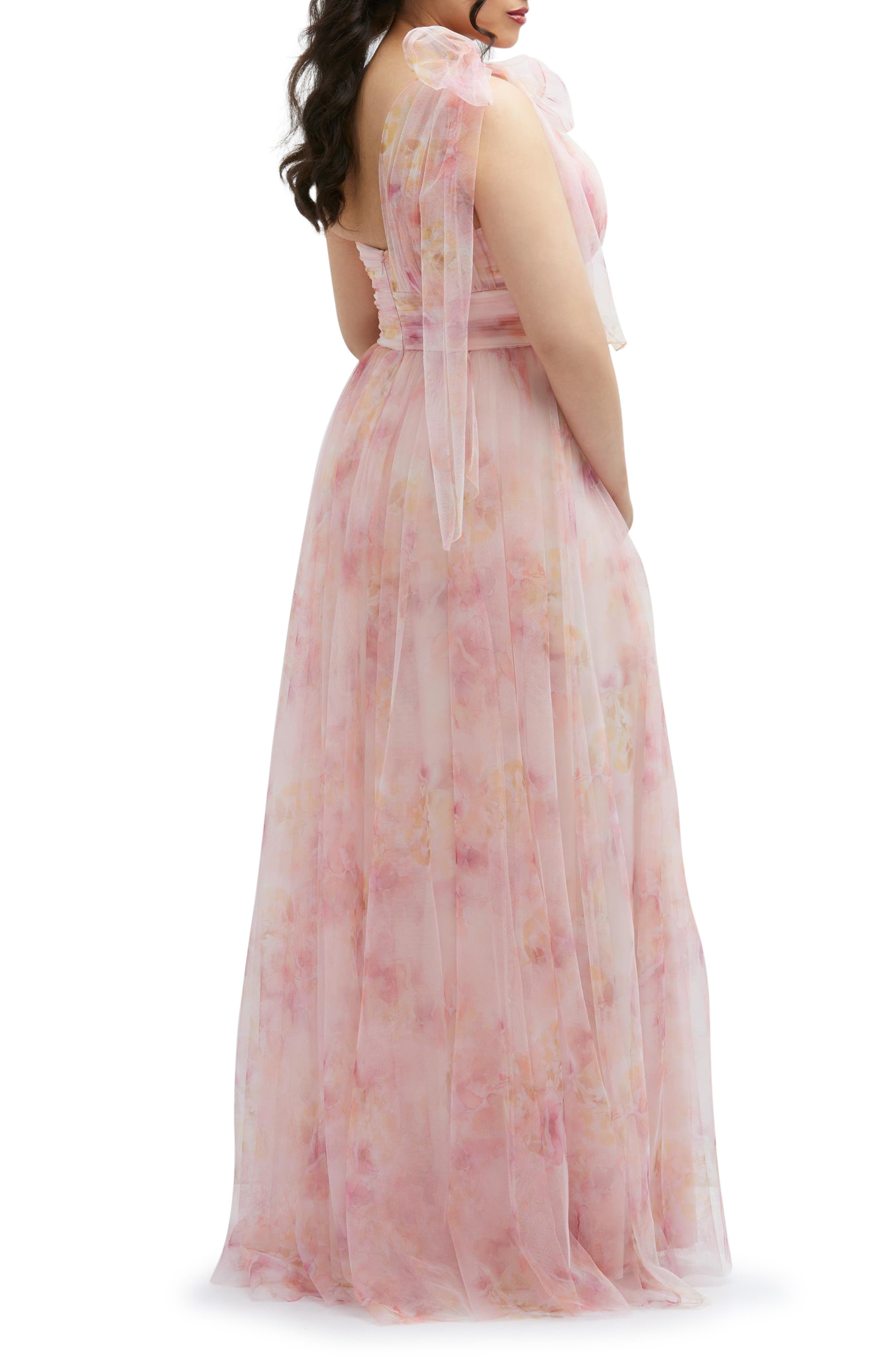 Floral Tulle One-Shoulder Gown - image 4