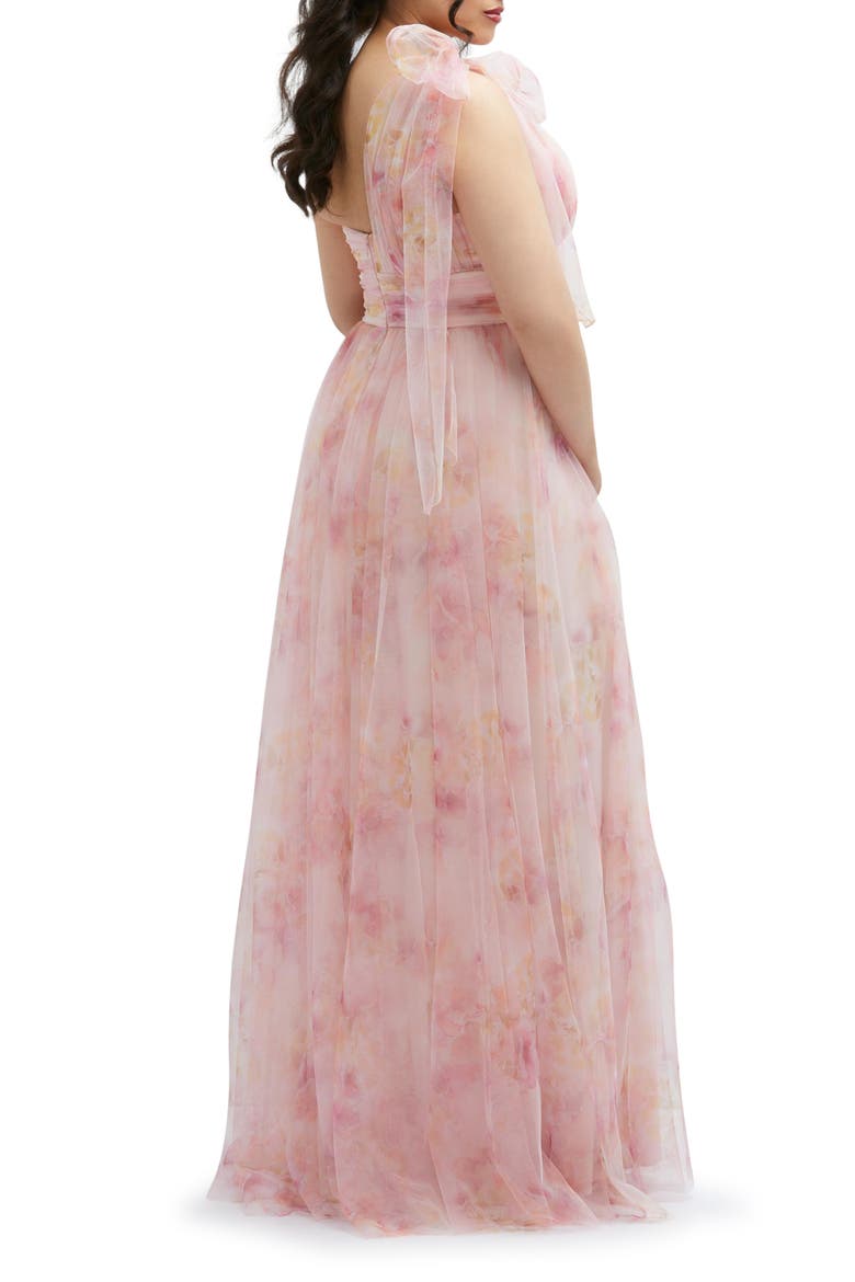 Floral Tulle One-Shoulder Gown, Alternate, color, ROSE GARDEN