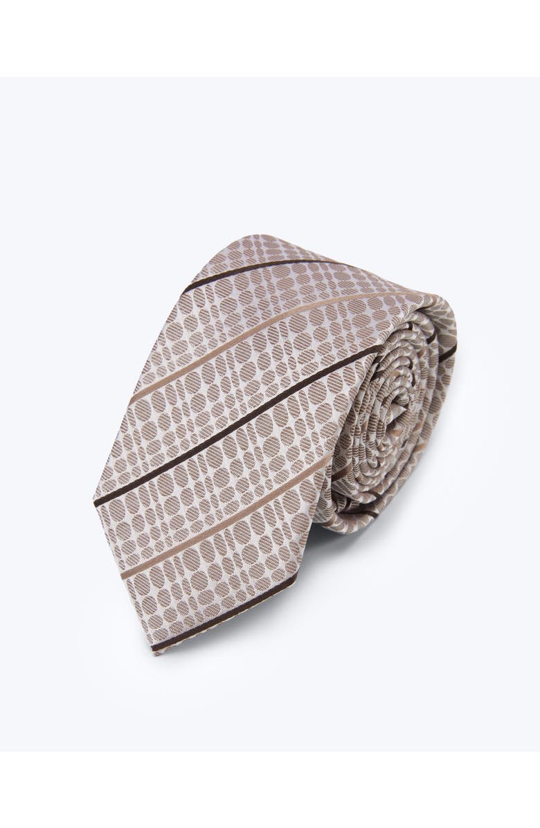 Knottery & Co Biscotti Striped Silk Jacquard Tie, Main, color, Sand