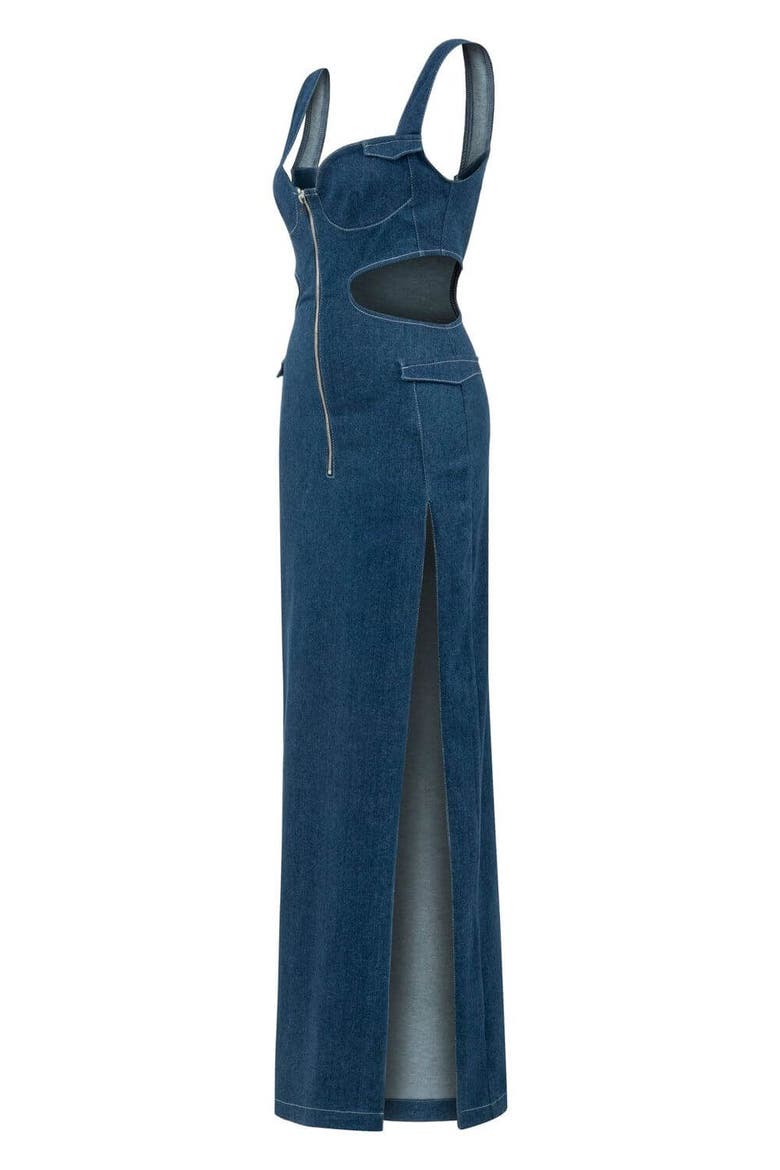 Sosa Denim Maxi Dress - Stylish Cutout Jean Dress, Alternate, color, Blue