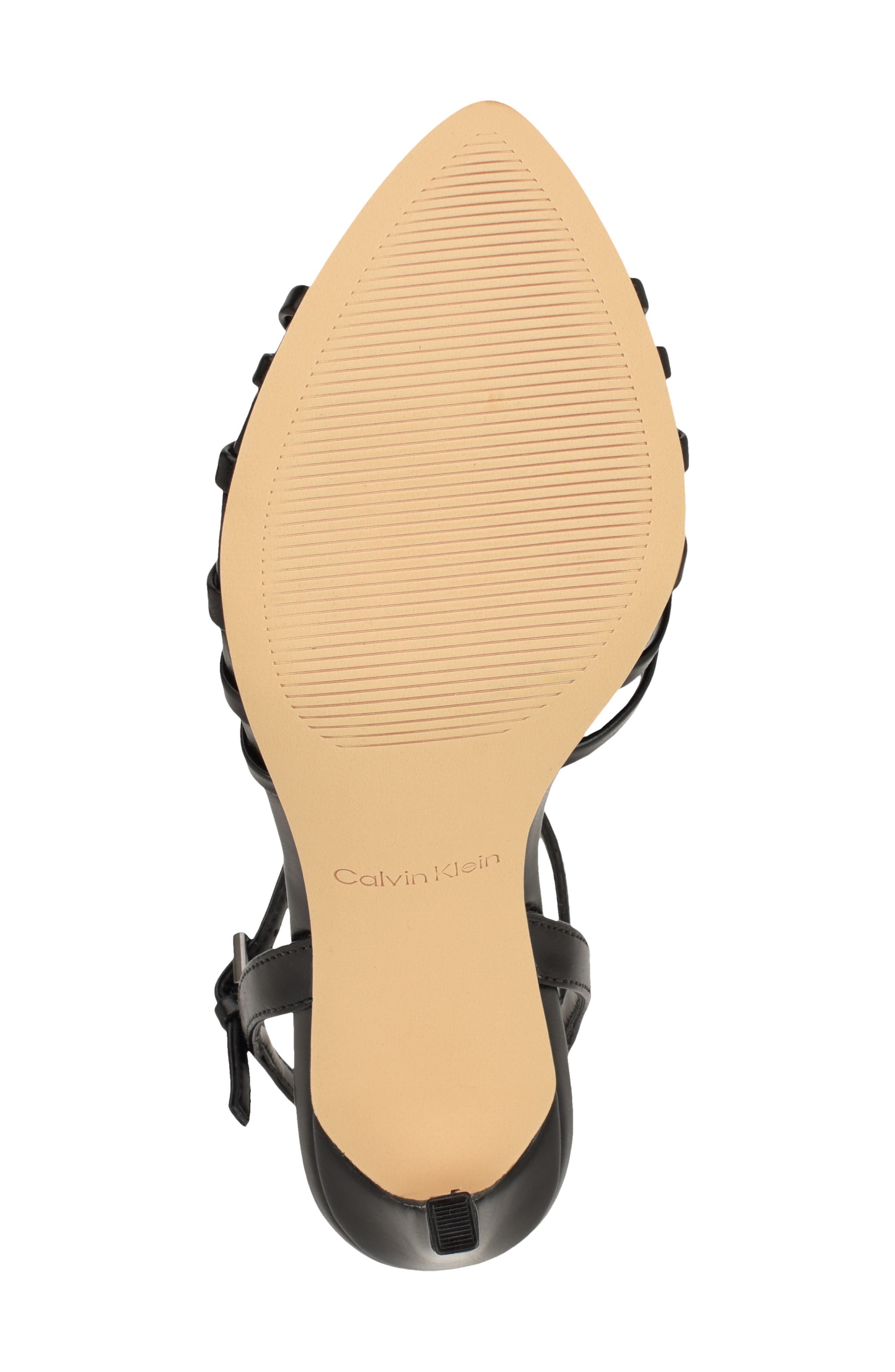 Calvin Klein Daniella Ankle Strap Pointed Toe Sandal, Alternate, color, Black