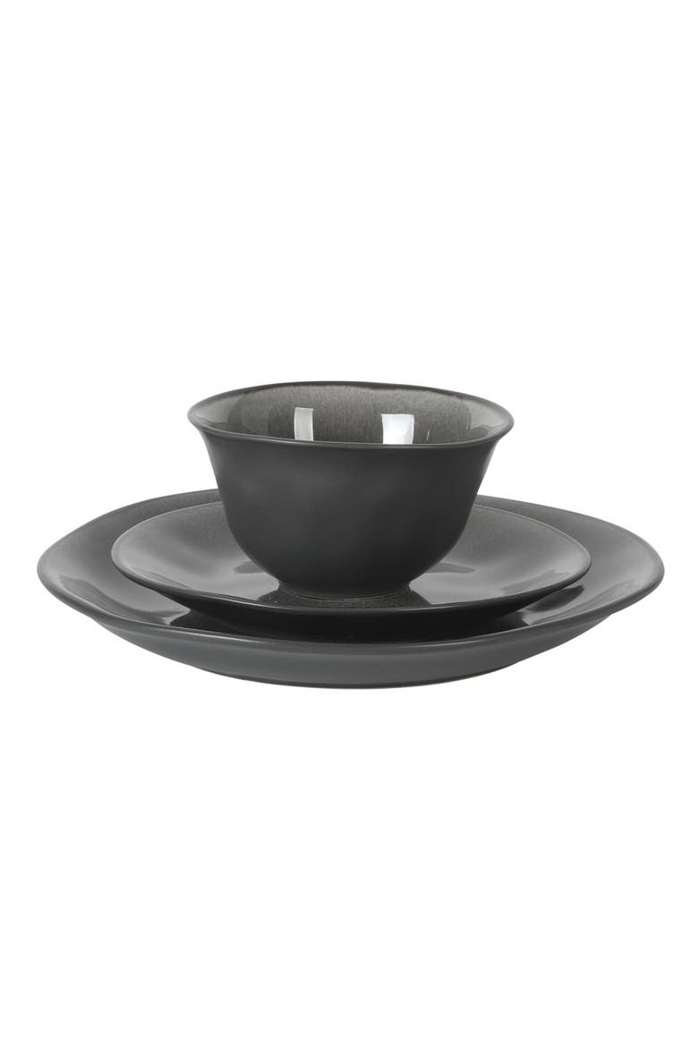 Port Barton 12-Piece Reactive Glaze Stoneware Dinnerware Set, Alternate, color, Charcoal