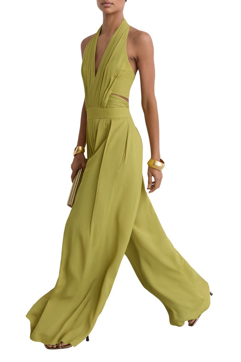 Lainey Halter Wide Leg Jumpsuit, Alternate, color, GREEN