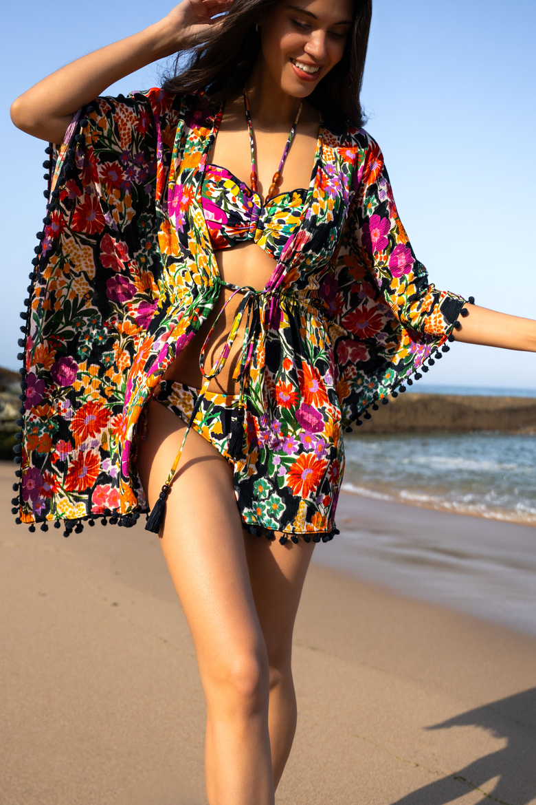 Audrey Short Drawstring Caftan Cover-Up, Alternate, color, Gardenia
