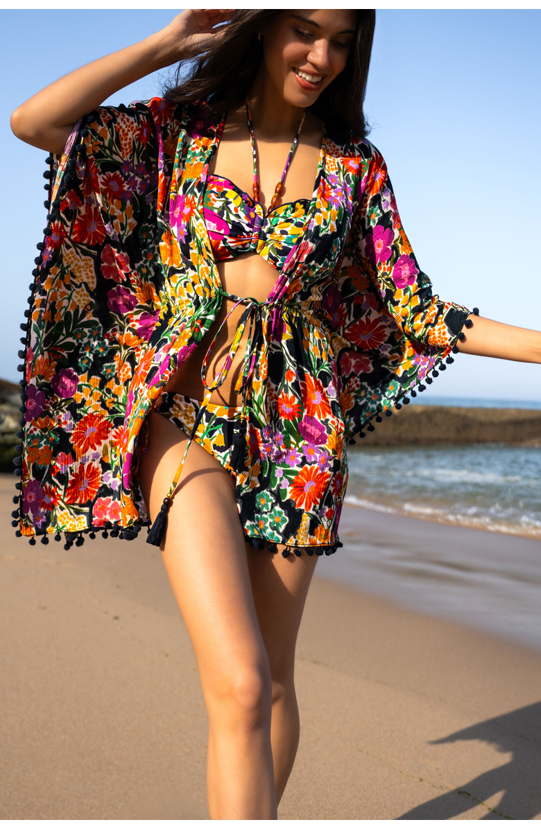 Change of Scenery Audrey Short Drawstring Caftan Cover-Up, Alternate, color, Gardenia