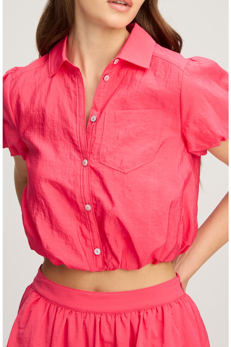 Allinae Button Up Crop Top, Main, color, AZALEA