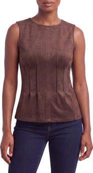 Bagatelle Pintuck Faux Suede Top