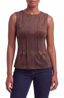 Pintuck Faux Suede Top