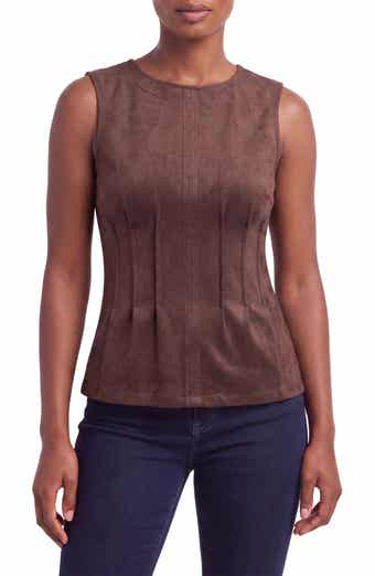 Pintuck Faux Suede Top